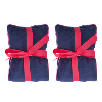 2PK Annabel Trends Cosy Luxe Velvet Heated Pillow 41x17cm Sapphire Blue