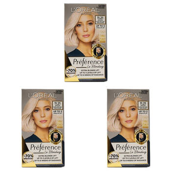 3PK Loreal Preference Permanent Hair Colour 1.21 Moscow Ultra Light Cool Pearl Blonde