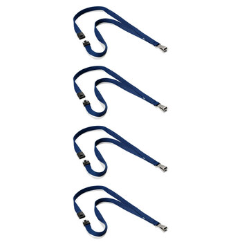 4x Durable Textile Lanyard Soft Neck Strap w/ Lock - Blue