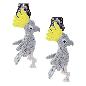 2x Paws & Claws 30cm Cockatoo Soft Plush Dog Toy w/ Squeaker - Grey