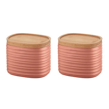 2PK Guzzini Earth Tierra Food Storage Container Jar w/ Lid 500ml Terracotta