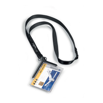 Durable Deluxe Card/Badge Holder w/ Necklace - Black