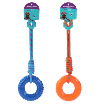 2PK Paws & Claws 45cm Rubber Donut Tugger Dog Toy - Assorted