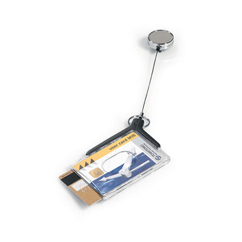 Durable Deluxe Pro Duo Card Holder w/ Reel - Charcoal