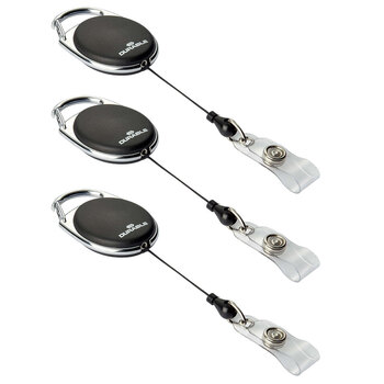 3x Durable 80cm Name Badge/ID Holder Reel Style - Black