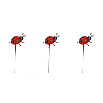 3x 12pc Stake Ladybug Small/Medium Outdoor Garden Decor - Red