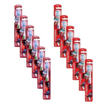 12PK Colgate 360 Optic White Toothbrush Medium Teeth Cleaner