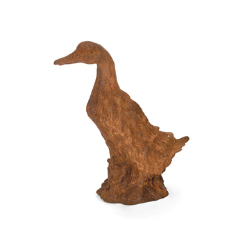 Garden Ornament Cast Iron 28cm Duck Sculpture Outdoor Decor - Brown