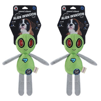 2PK Paws & Claws Alien Invasion Pet Dog Toy Alien 30x14x8cm