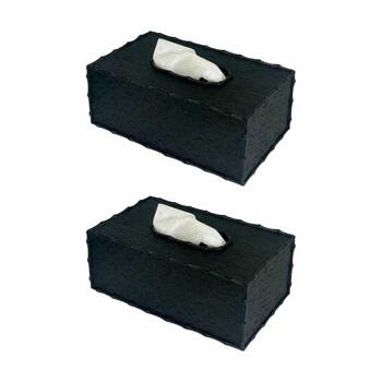 2PK SS Collective Black Weave Rectangle Tissue Box Home Decor 25x14cm