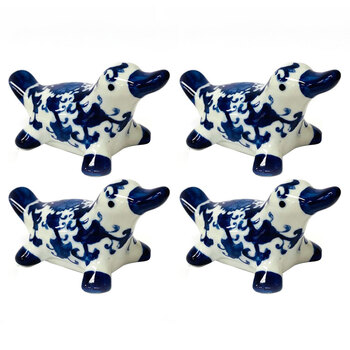 4x Floating 14.8cm Platypus Outdoor Decor - Blue/White