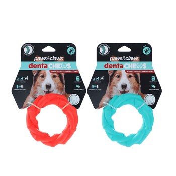 2PK Paws And Claws 11x11x3.2cm Denta Chews Twisted Bamboo Ring Dog/Pet Toy
