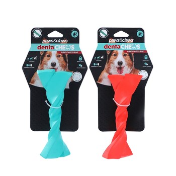 2PK Paws And Claws 20.9x8.8x5.8cm Denta Chews Twisted Bone Dog/Pet Toy