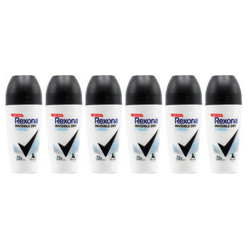 6PK Rexona Women Invisible Dry+Fresh Roll On 72H Deodorant Black & White 45ml
