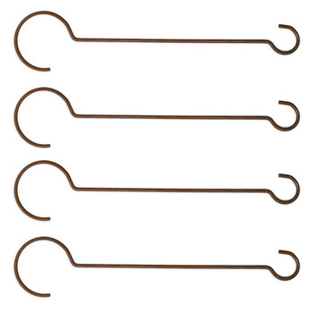 4x Branch 60x10cm Hook Rust Metal Garden Hanger - Brown