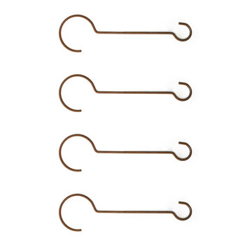 4x Branch 40x8cm Hook Rust Metal Garden Hanger - Brown