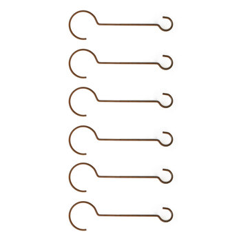 6x Branch 30x7cm Hook Rust Metal Garden Hanger - Brown