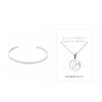2pc Annabel Trends Stainless Steel Cuff Bangle & Pendant Zodiac Sagittarius