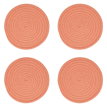 4PK Annabel Trends Rope Trivet Round 20cm Large - Coral