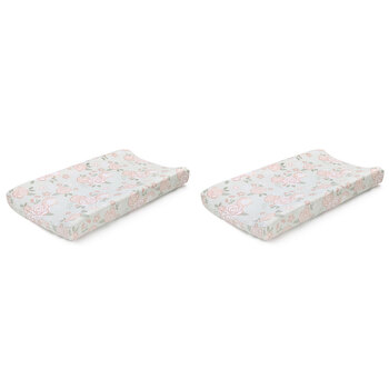 2x The Peanutshell Baby Polyester Changing Pad Cover Sleeve Vintage Floral 81cm