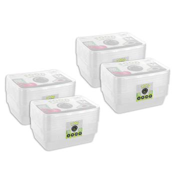 4x 12pc Lemon & Lime Reusable Food Container Rectangular 500ml