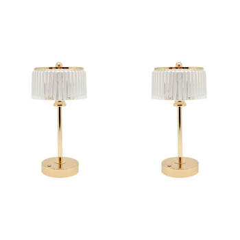 2PK Boyle Rechargeable LED Table Lamp with Acrylic Flute Shade 14x14x29cm