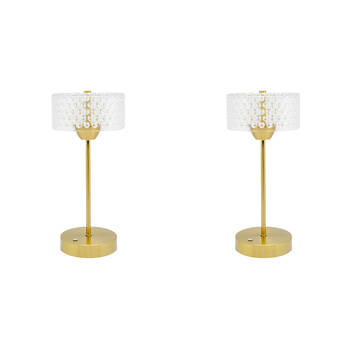 2PK Boyle Rechargeable LED Table Lamp with Acrylic Drum Shade 15x15x32cm