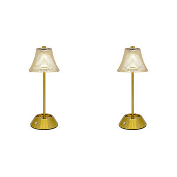 2PK Boyle Rechargeable LED Table Lamp with Fluted Glass Shade 11x11x28cm