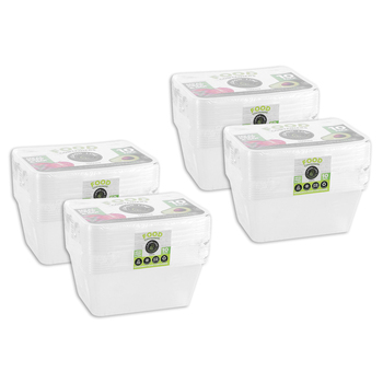 4x 10pc Lemon & Lime Reusable Food Container Rectangular 1L