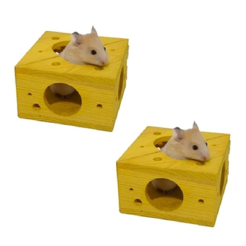 2PK Rosewood Cheese Sleep 'n' Play Hamster/Gerbils Pet Chew/Gnaw Activity Toy Yellow