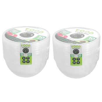 2x 10pc Lemon & Lime Reusable Food Container Round 1.050L