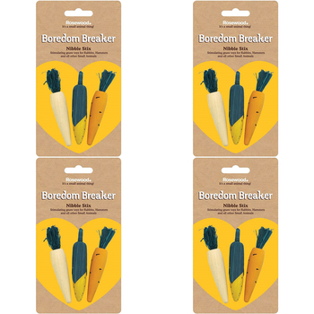 4PK Rosewood Boredom Breaker Woodies 3D Veg Wooden Nibble Stix Fun Play Pet Dog Toy