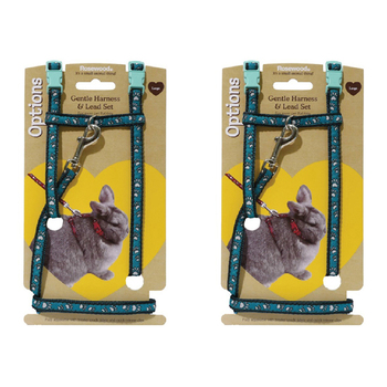 2PK Rosewood Paw Print Chest 25-41cm Harness & Lead Set Pet Leash Assort