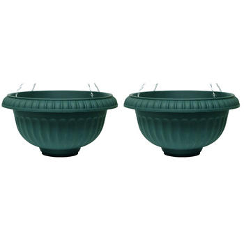 2PK Homeleisure WS Plastic Hanging Basket Round 440mm Green 