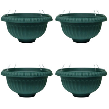 4PK Homeleisure WS Plastic Hanging Basket Round 440mm Green 