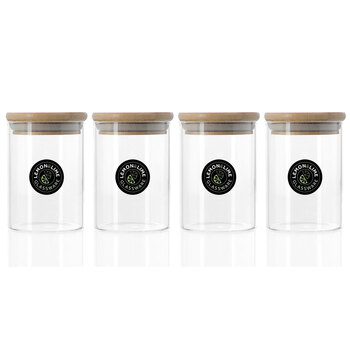 4PK Lemon & Lime Camden 250ml Glass Jar Food Container Clear w/ Bamboo Lid