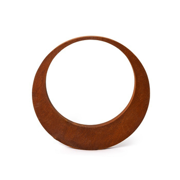 Garden Ornament 80cm Rust Thick Metal Ring w/ Stake - Brown
