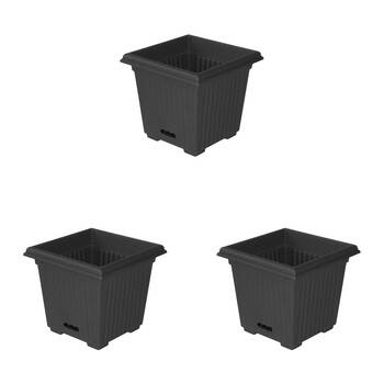 3PK Outdoorleisure WaterSaver Square Fluted 280mm Charcoal Outdoor Garden 
