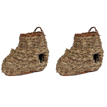 2PK Rosewood Play n Hide Woven 18cm Boot Hamster/Gerbil Pet Sleeping Nest Natural