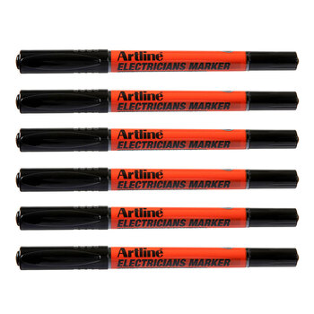 12PK Artline Electricians Permanent Marker 1/4mm Dual Nib - Black