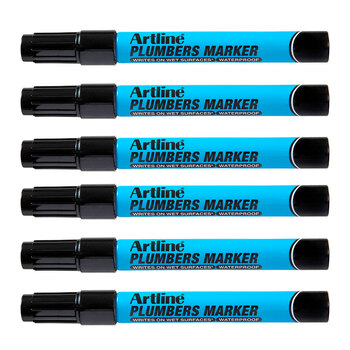12PK Artline Plumbers Waterproof Permanent Marker - Black