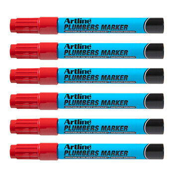 12PK Artline Plumbers Waterproof Permanent Marker - Red