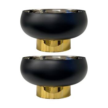 2PK SS Collective Sleek Black Round Multi Purpose Bowl With Gold Base 28cm