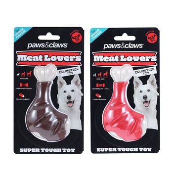 2PK Paws & Claws 12x7x4cm Meat Lovers Flavoured Drumstick Dog/Pet Chew Toy Assorted