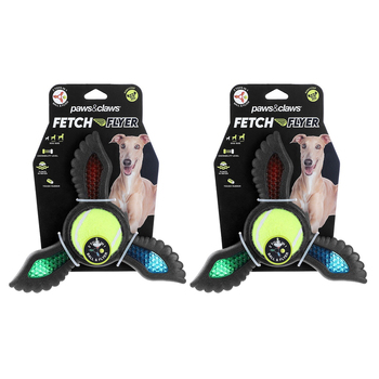 2PK Paws & Claws 21.9x19.5x6cm Fetch Flyer Foam Dart w/ Tennis Ball Dog/Pet Toy Black
