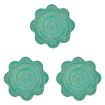 3PK Annabel Trends Wavy Dining Table Placemat 39cm - Aqua