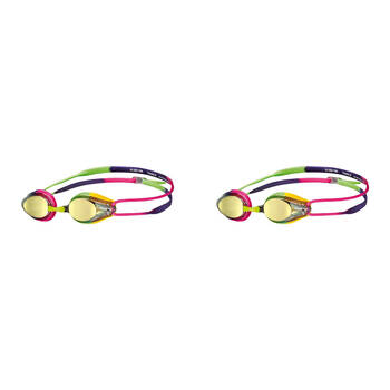 2PK Arena Tracks Junior Mirror Goggles Swimming Eye Protection Violet/Fuchsia/Green