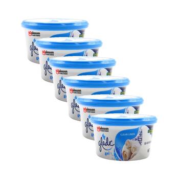 6PK Glade Mini Gel Air Freshener Odour Eliminator 70g Clean Linen Scent