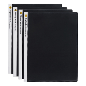 4PK Marbig 40-Page A4 Non-Refillable Display Book w/ Cover - Black