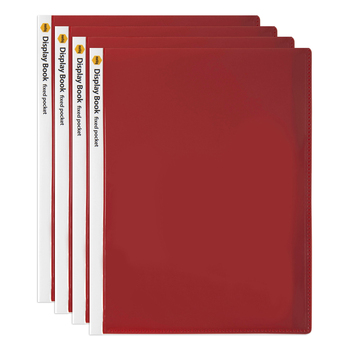 4PK Marbig 20-Page A4 Non-Refillable Display Book w/ Cover - Red